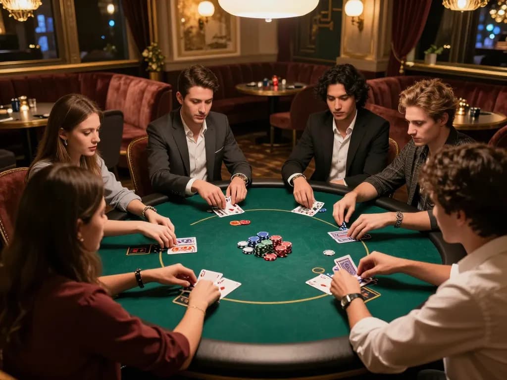 Pemain yang terlibat menikmati malam poker di AIR123, menampilkan suasana yang hidup dan semangat kompetitif.