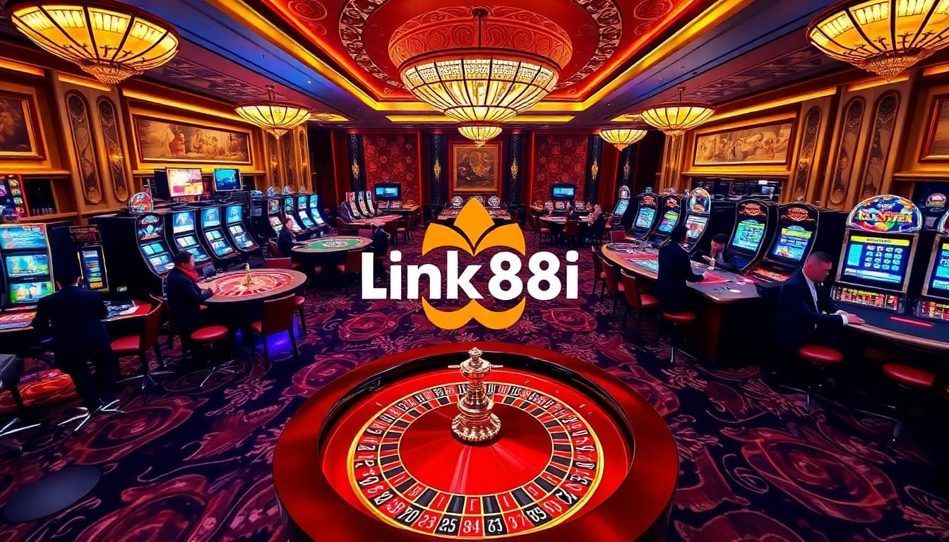Experience thrilling gaming at link 88i with vibrant casino tables and engaging slot machines.