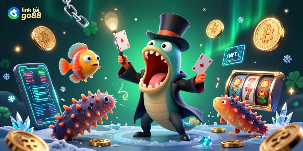 Experience seamless gameplay with link tải go88, showcasing a vibrant illustration of magical underwater gambling elements.