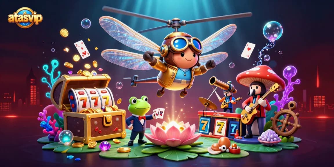 Experience entertainment at atasvip's lively casino with unique characters and vibrant game elements.