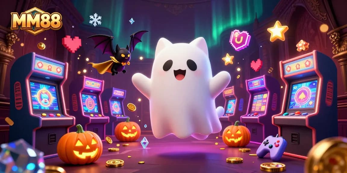 Experience the thrills of MM88 with a ghost cat exploring a haunted casino.