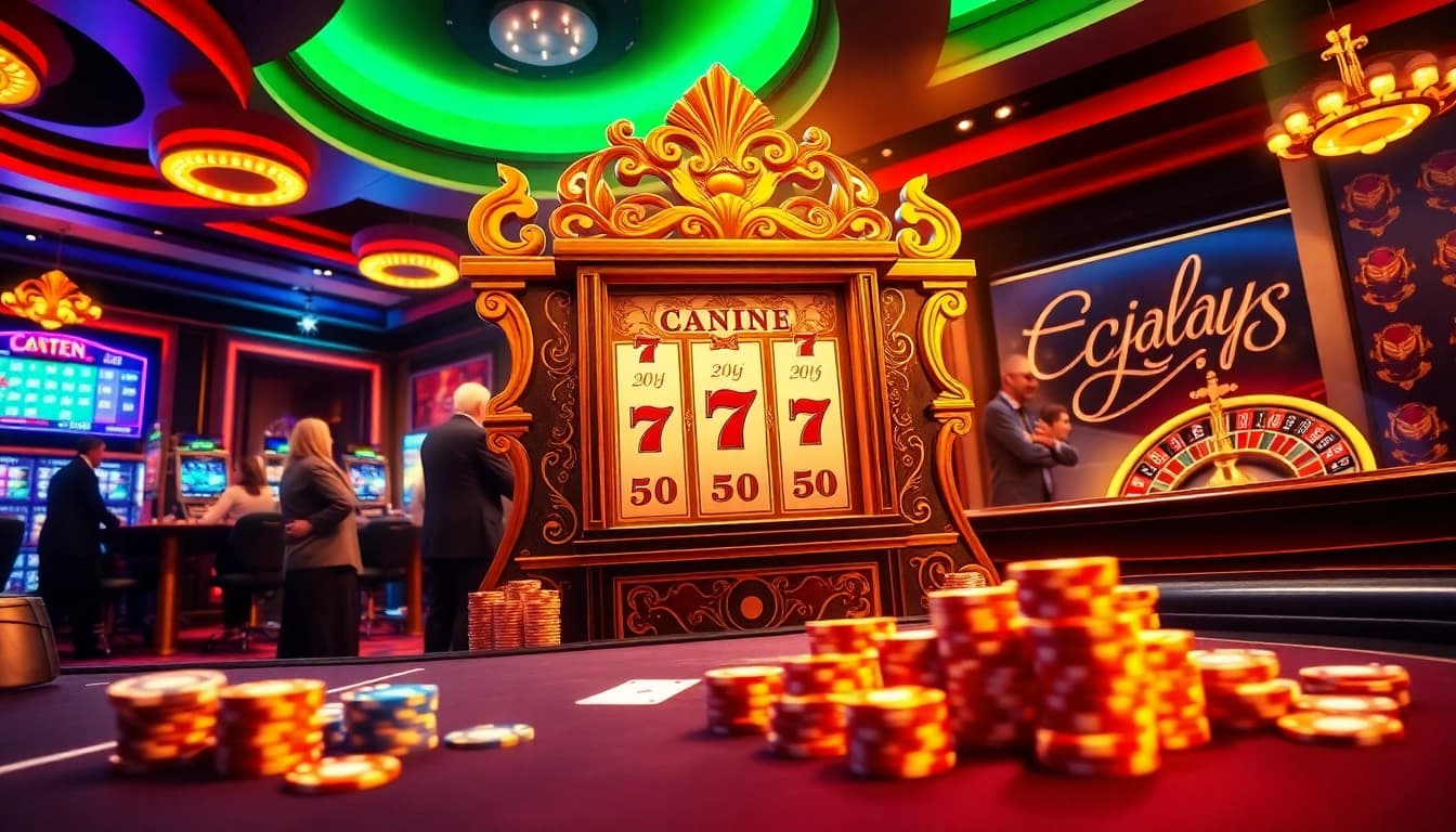 Engaging players enjoying the excitement of kerajaanslot at a luxurious casino.