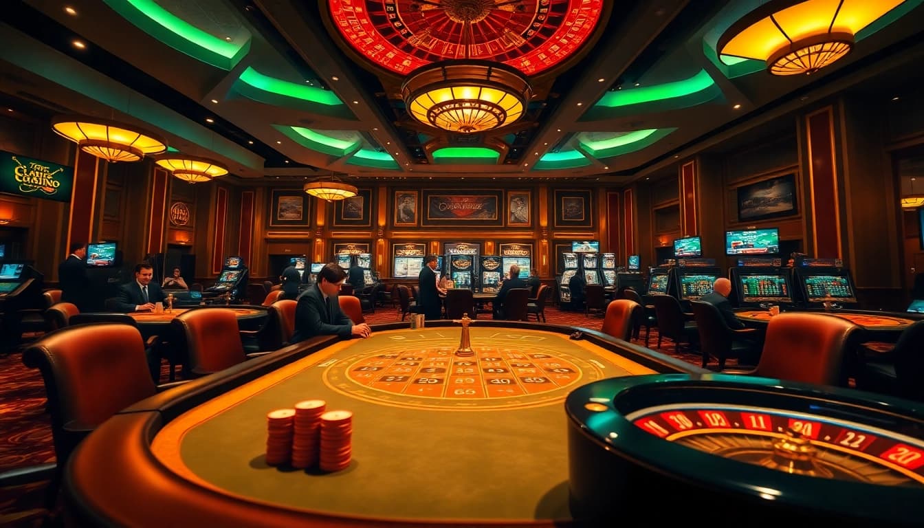 Experience the thrill of casino gaming at http://st6660.com/ with a luxurious poker setting featuring professional dealers.