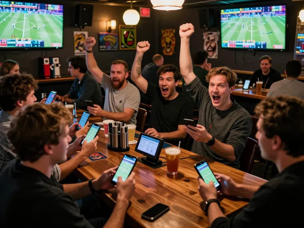 Excited KUWIN bettors cheering for their favorite teams while placing live game wagers