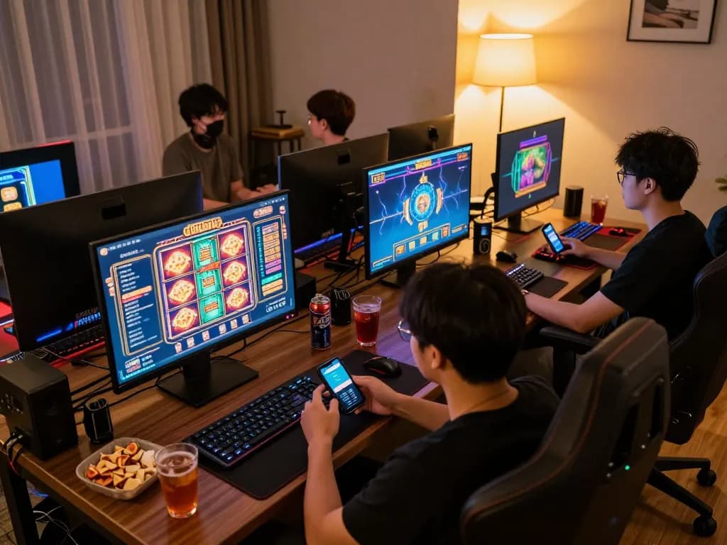 Player engaging with 98win app on smartphone in joyful online gaming environment