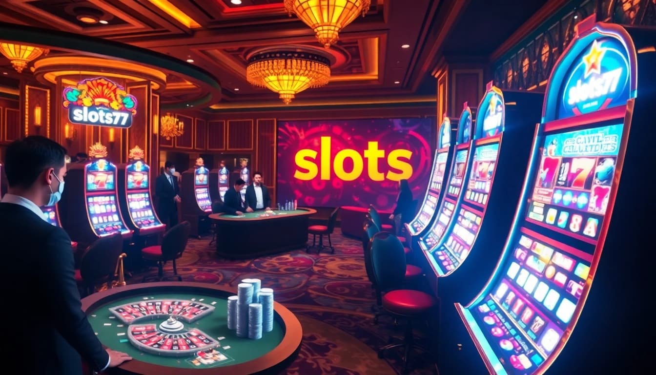 Experience the excitement of slots777 in a luxurious casino filled with vibrant slot machines and thrilling gameplay.
