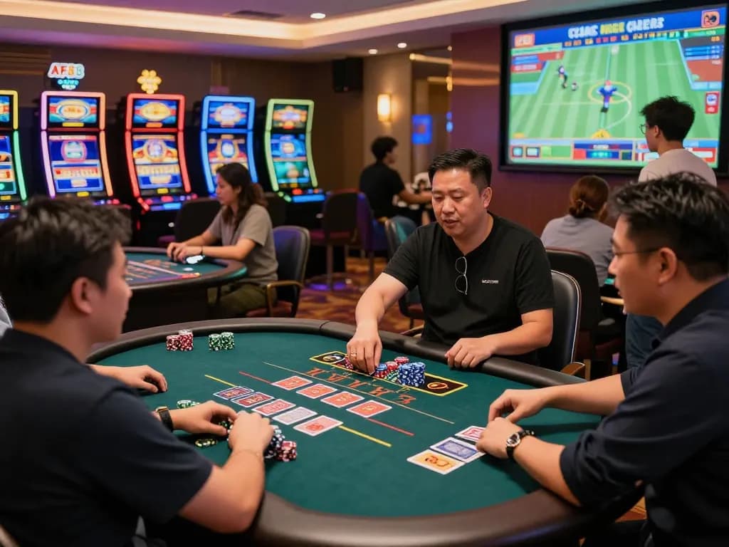 AF88 dynamic casino scene featuring live dealers and excited players in a vibrant Asian gaming environment.
