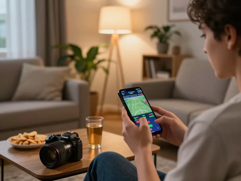A person places a bet on 789win using their smartphone, showcasing a responsible home gaming environment.