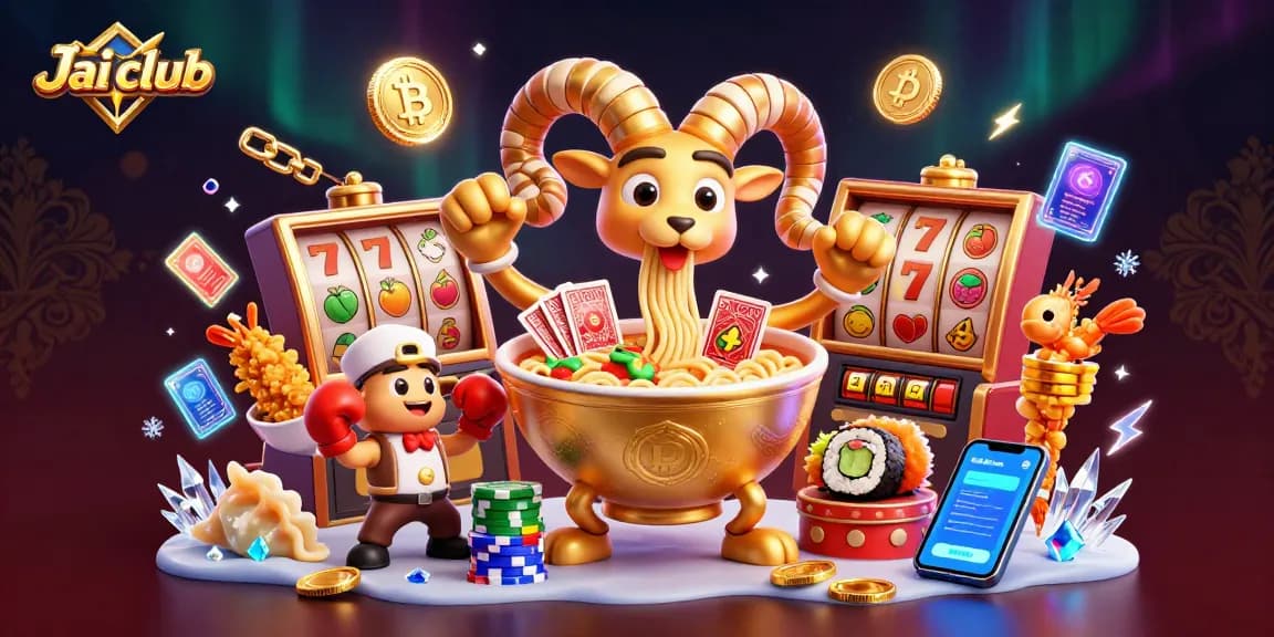 Engage with the vibrant Jai club scene packed with slot games, coins, and lively animated characters.