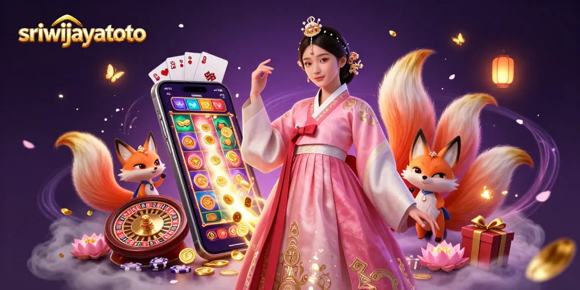 Sriwijayatoto captures thrilling slot action with vibrant characters and game elements in a rich casino scene.
