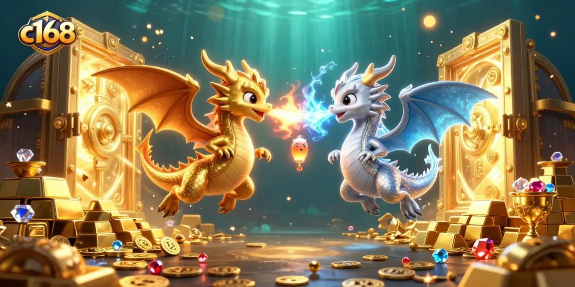Experience thrilling gameplay and excitement at c168, featuring dynamic dragons amidst golden treasures.