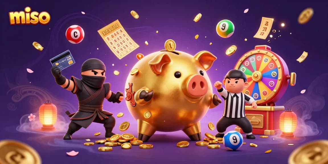 Experience thrilling casino excitement with miso featuring a golden piggy bank wrestler and dynamic game elements.