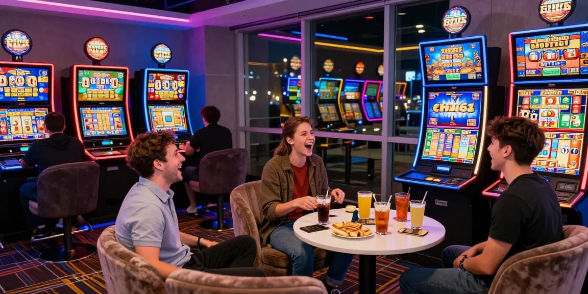 Players enjoying exciting bonus buy slots uk at a modern casino gaming lounge with vibrant atmosphere.