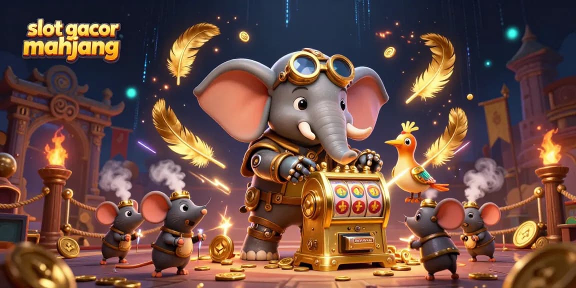 Engage in slot gacor mahjong excitement with a vibrant steampunk-themed casino scene.