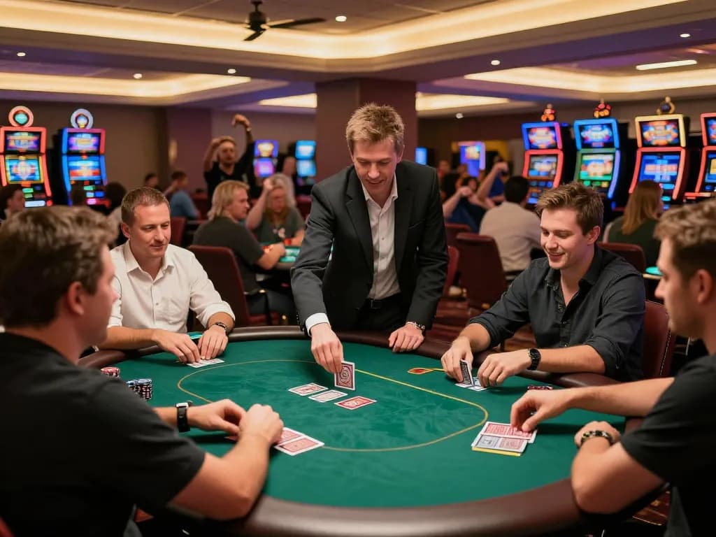 Players engaging in exciting poker action at KP88 casino, showcasing strategy and excitement.