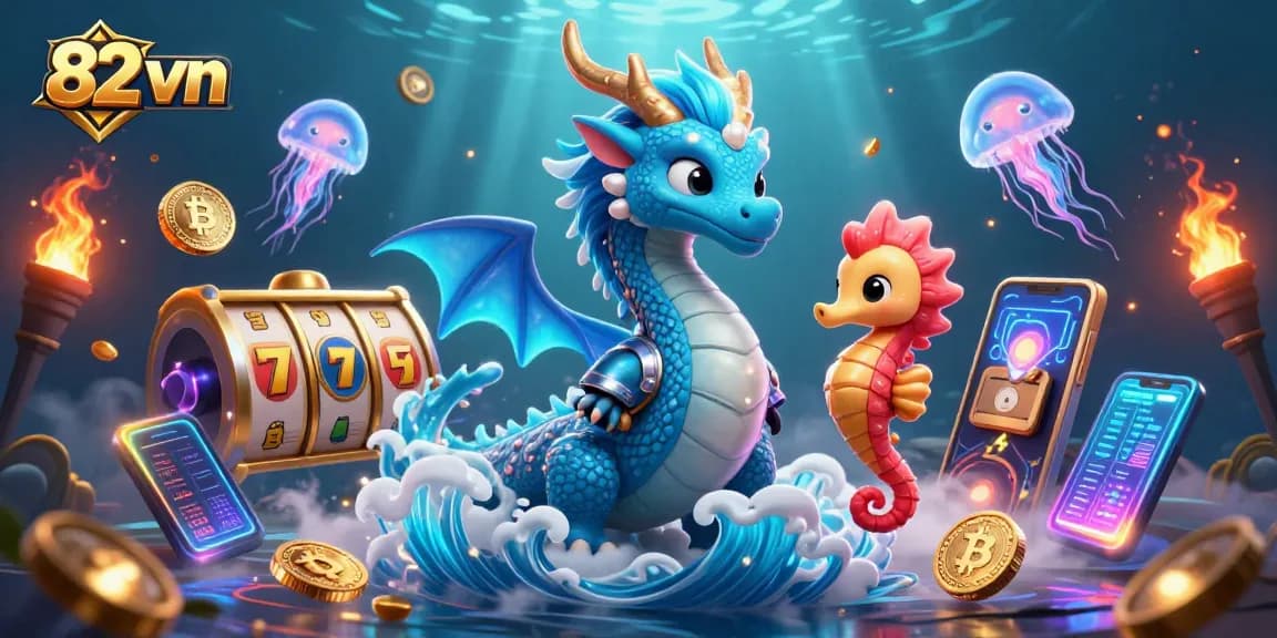 Experience thrilling slots at 82 vn with vibrant underwater characters in a dynamic casino scene.