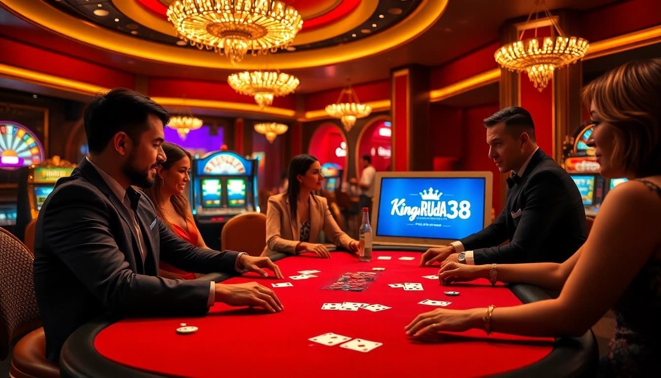 Players engage in thrilling poker action at kinggaruda138, showcasing strategic gameplay with chips and cards.