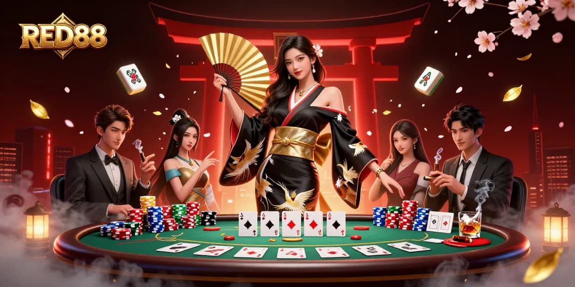 Play exciting poker at RED88 while enjoying a vibrant Asian-inspired atmosphere.