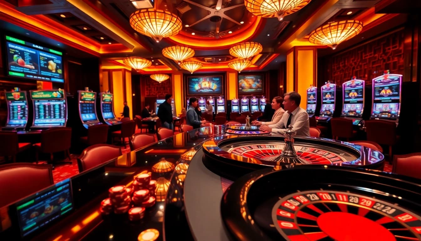 Experience thrilling gameplay at sepuhplay with vibrant gaming tables and modern casino elements.