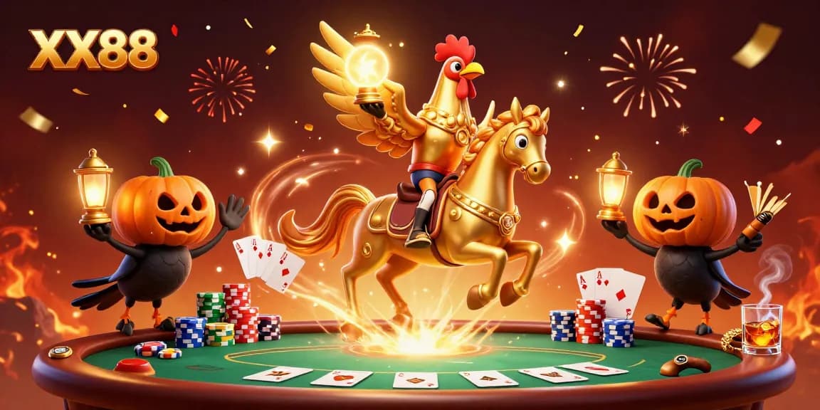 Experience thrilling wins at XX88 in this vibrant casino scene filled with rich details.