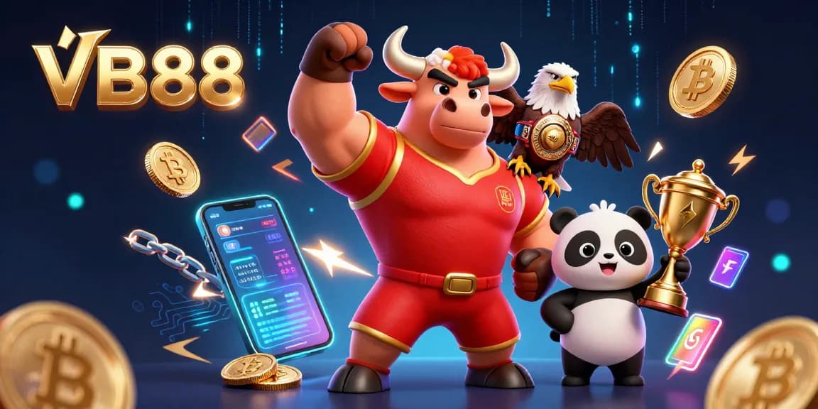 Experience thrilling wins at VB88 with our vibrant 3D gaming illustration featuring celebrated characters.