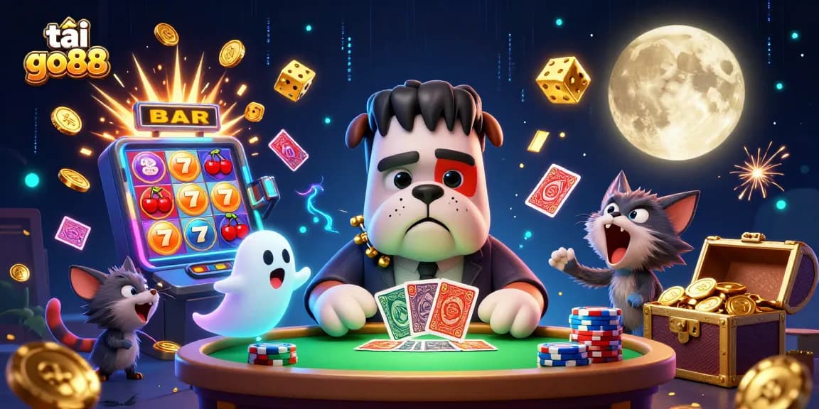 Win big with tải go88 at a vibrant 3D casino scene bursting with action and colorful game elements.
