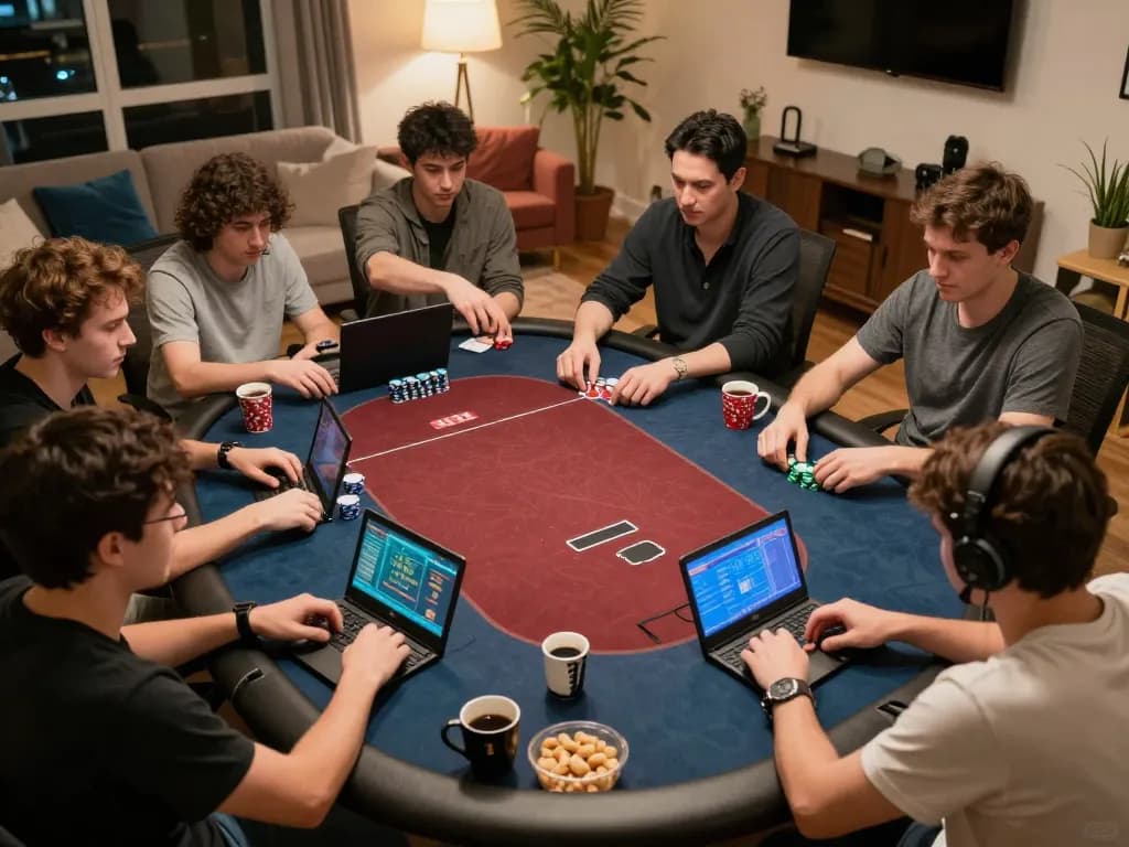 Players enjoying online poker at home in a cozy atmosphere, showcasing the go8 gaming experience.