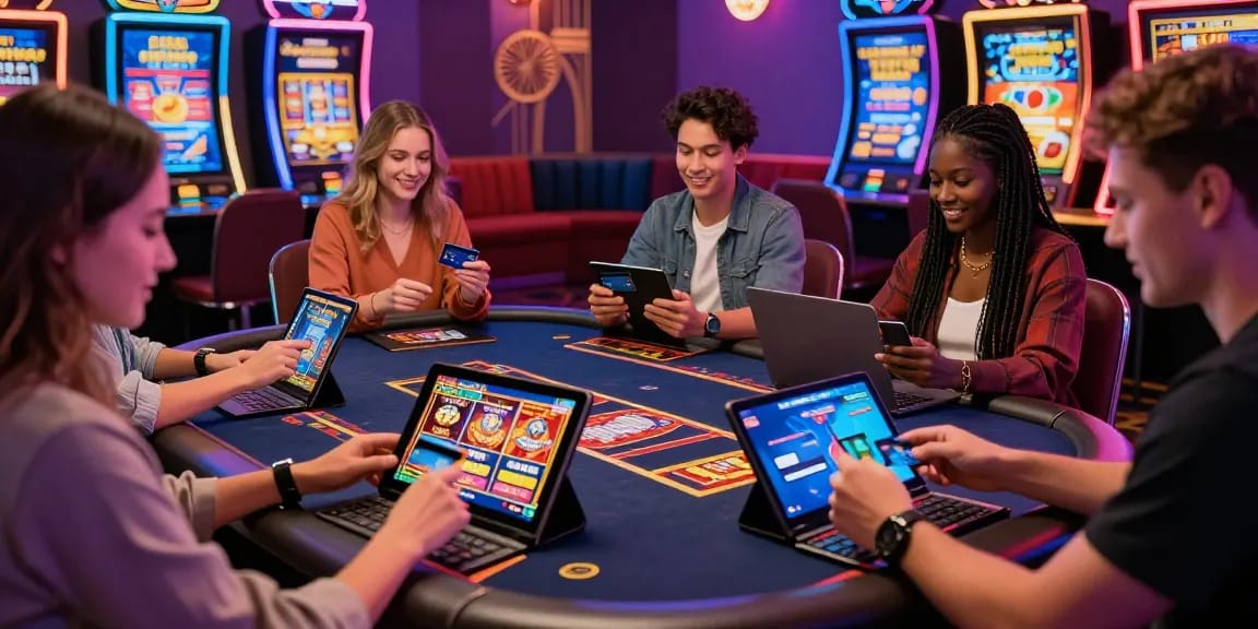 Players enjoying online casinos that accept credit cards, highlighting payment options and gaming excitement.