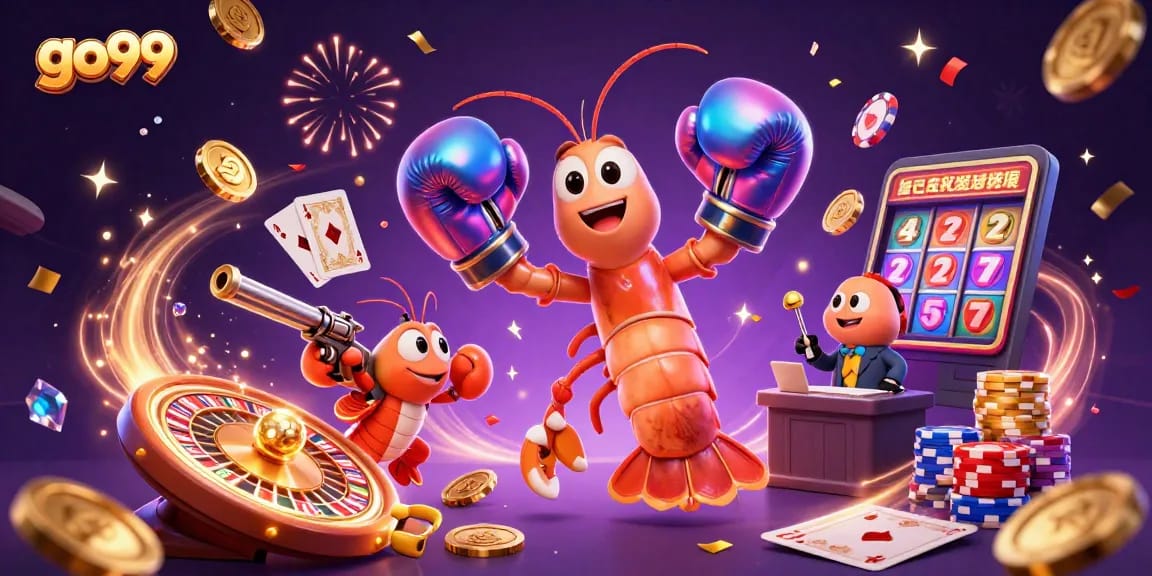 Experience the excitement of go99 with vibrant gaming elements and lively characters at a dynamic casino.