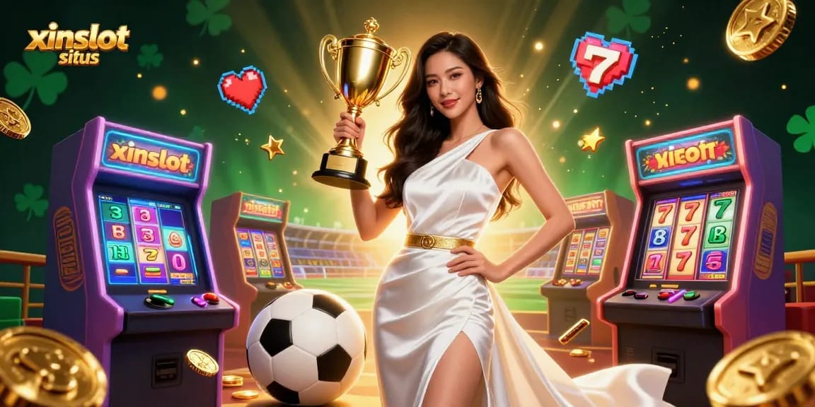 Win big with xinslot situs while enjoying dynamic gaming experiences in a vibrant 3D illustration.