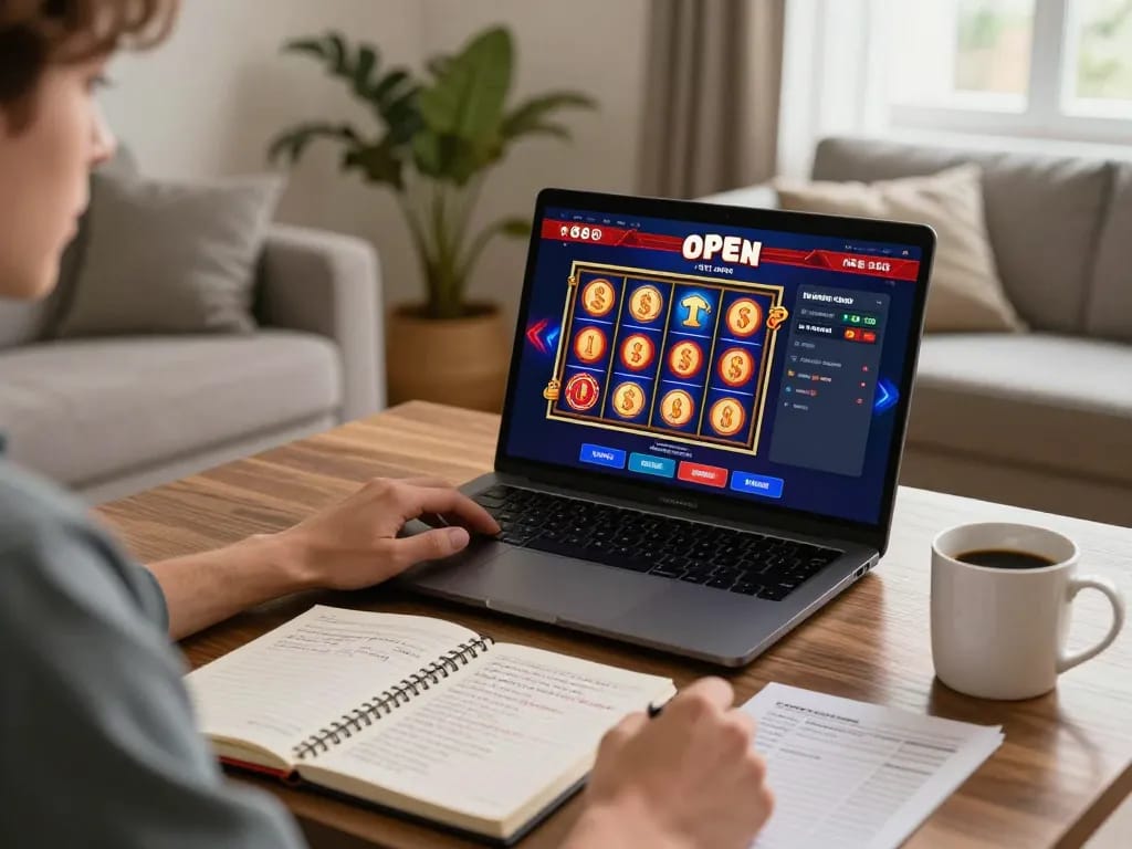 Player engaging with open 88 online casino, enjoying strategic gameplay in a cozy setting.