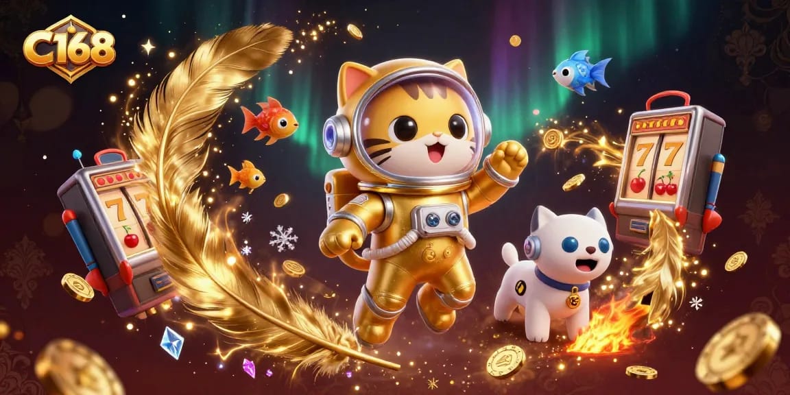 C168 offers engaging gambling experiences featuring slots and dynamic action with vibrant characters in a casino setting.
