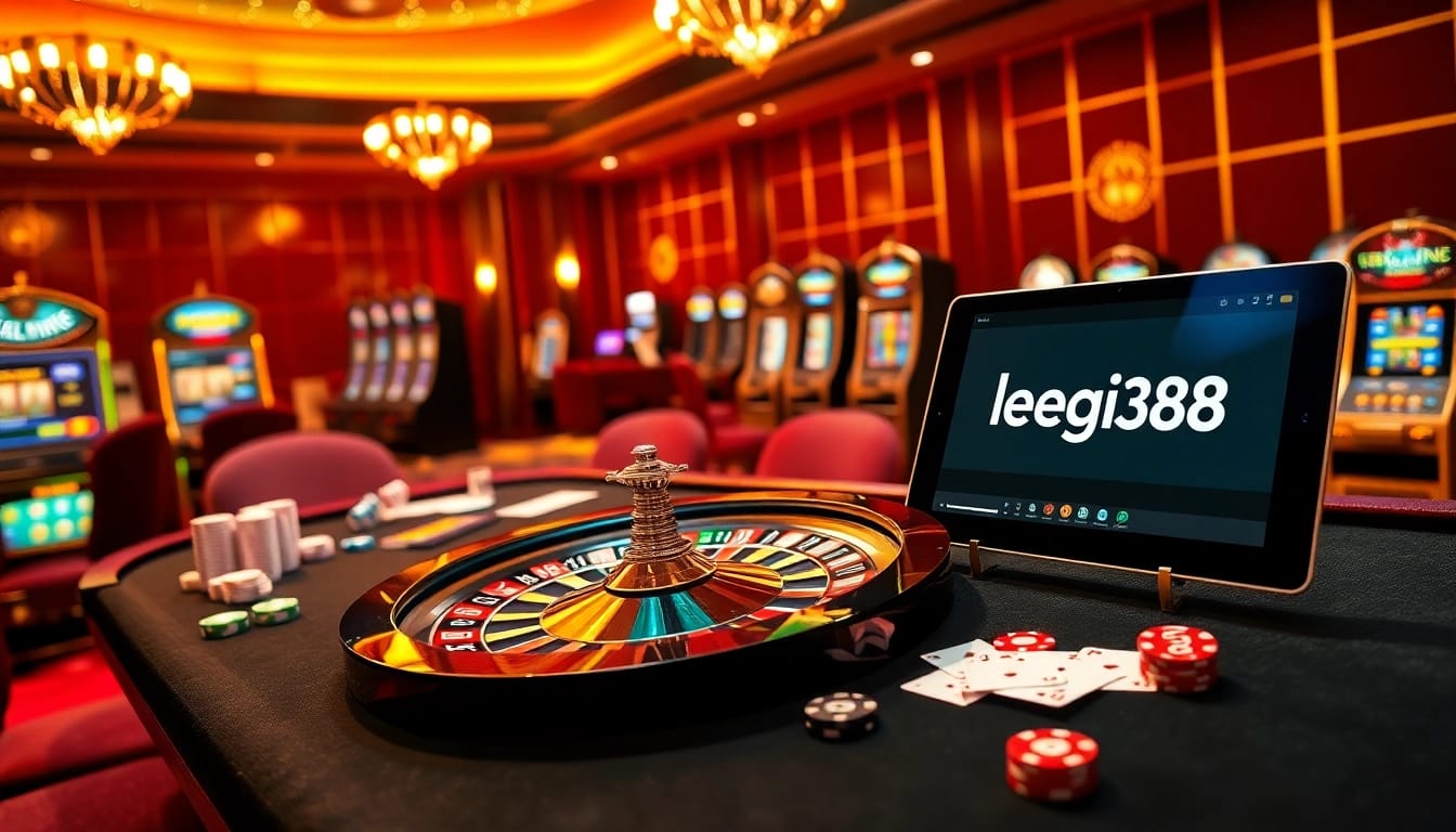 Experience an engaging casino atmosphere featuring lego138 alongside vibrant roulette and poker elements.