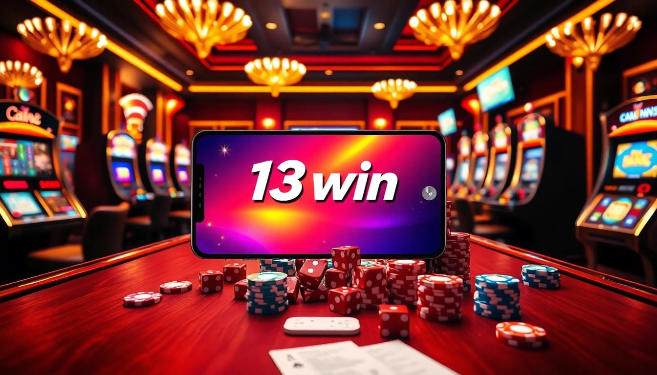 A player enjoying a thrilling moment at 13win casino table with chips and cards in front.