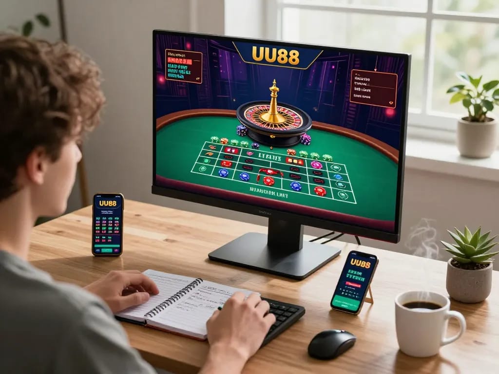 Engaged player strategizing while using UU88 for an exciting online roulette game.