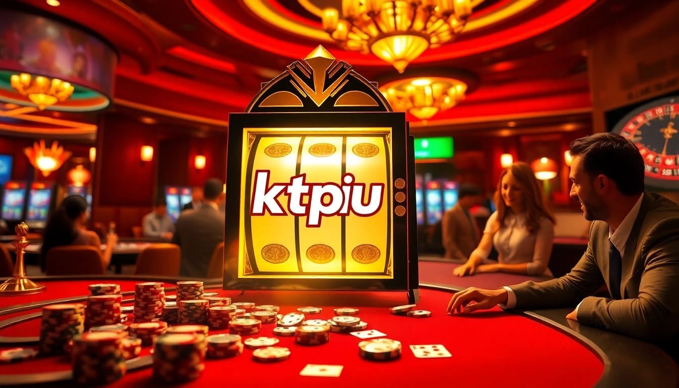 Engaging players enjoying ktpjitu slot machine in a luxurious casino environment.
