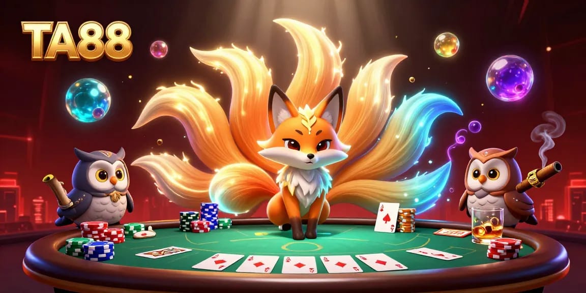 Experience thrilling poker action at TA88 with vibrant characters and casino elements.