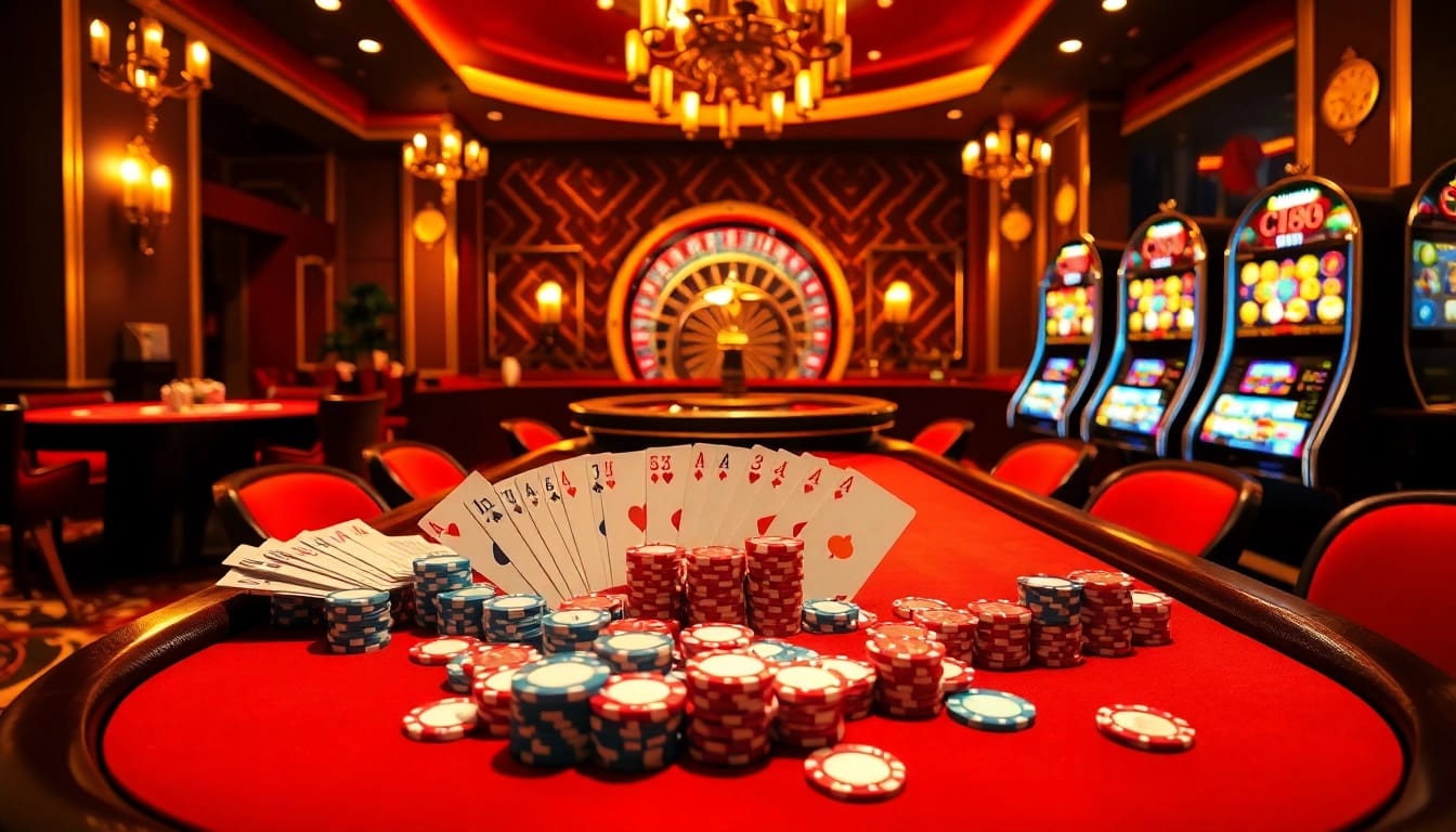 Players engaging in a high-stakes poker game at C168 casino with luxurious decor.