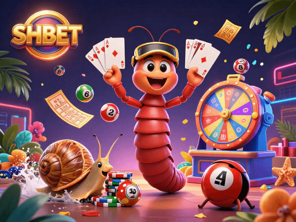 Experience thrilling gaming action at SHBET with vibrant characters and dynamic elements celebrating excitement.