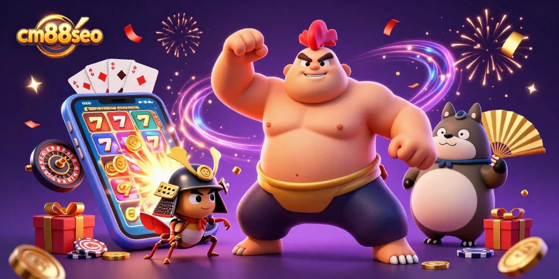 Experience thrilling gameplay with cm88seo in an exciting casino scene of cartoon characters.
