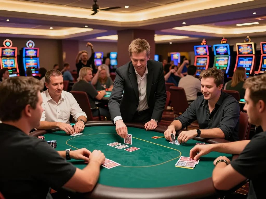 Players engaging in exciting poker action at KP88 casino, showcasing strategy and excitement.
