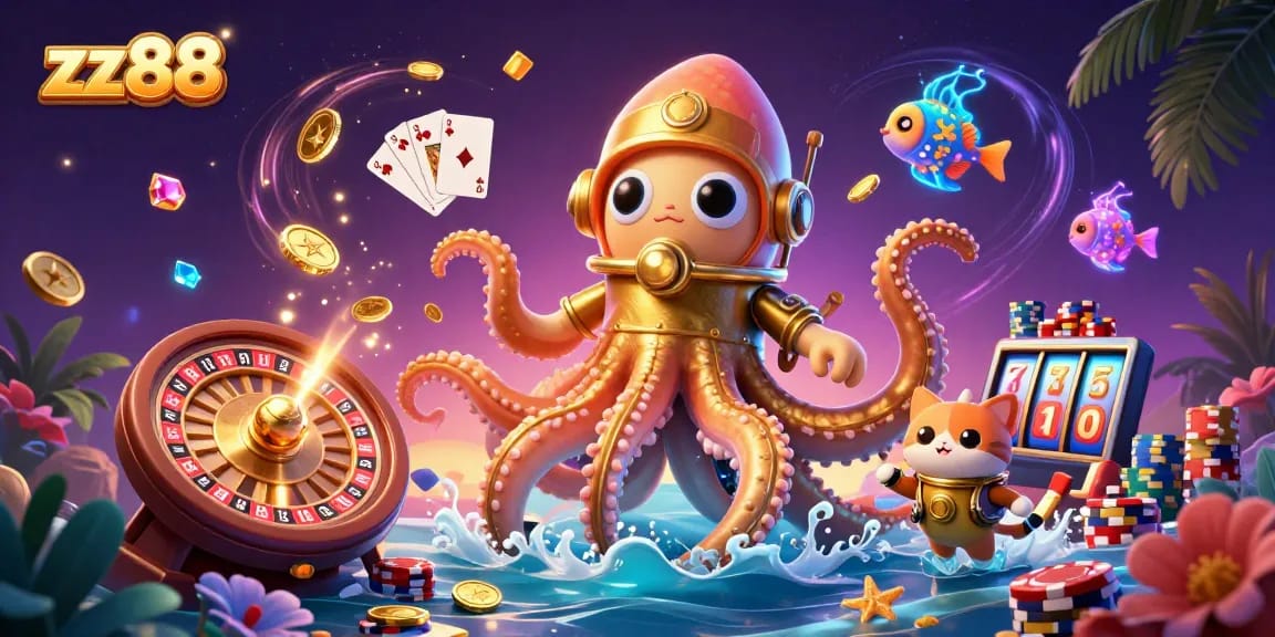 Experience the thrill of zx88 with vibrant casino elements amidst an ocean-themed adventure.