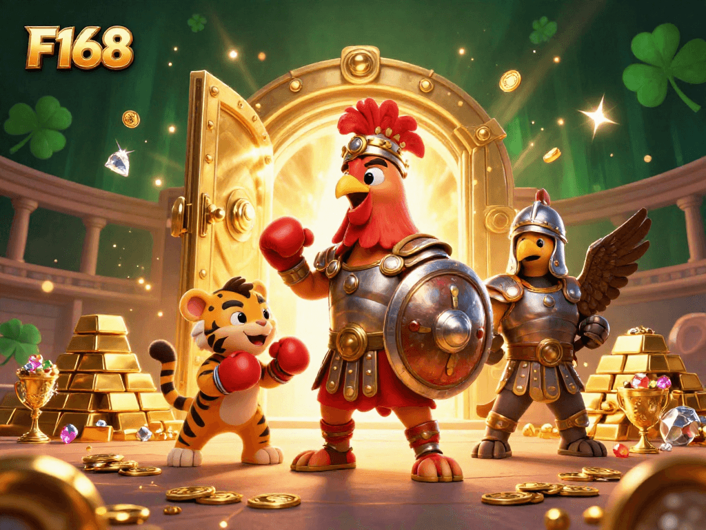 Experience thrilling gameplay at F168 with vibrant casino action featuring lucky gems and gold treasures.