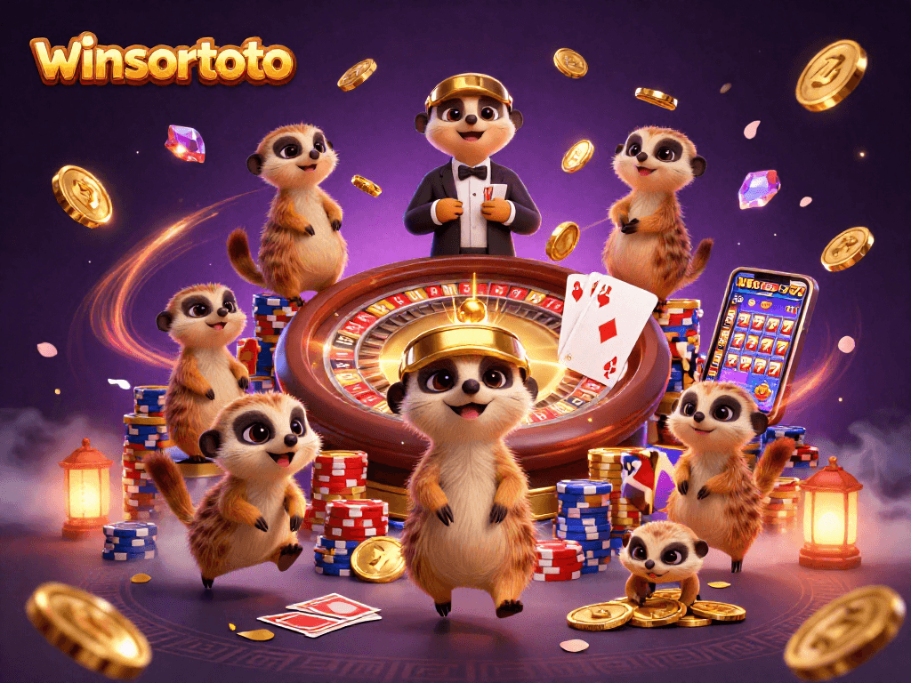 Menang di winsortoto dengan koloni meerkat bermain kasino yang meriah dan dinamis.