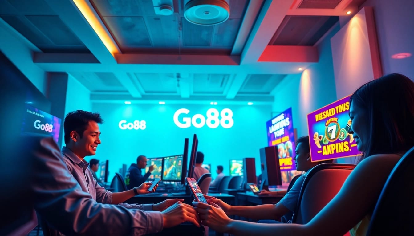 Players enjoying online gaming at https://go88.bio/, showcasing excitement and rewards in a vibrant setting.