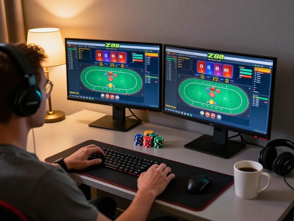 Engaging in exciting gameplay at zx88 online casino with colorful chips and vibrant interface