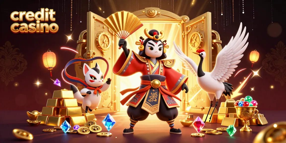 Experience the excitement of a credit card casino with vibrant characters and gaming riches.