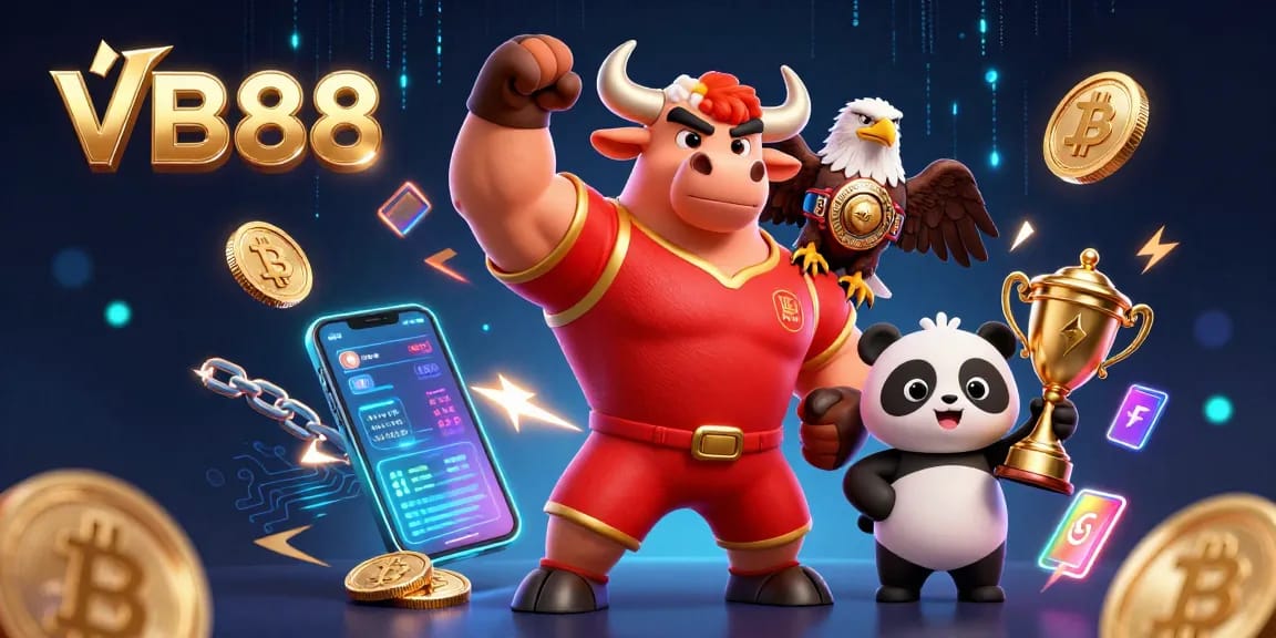Experience thrilling wins at VB88 with our vibrant 3D gaming illustration featuring celebrated characters.