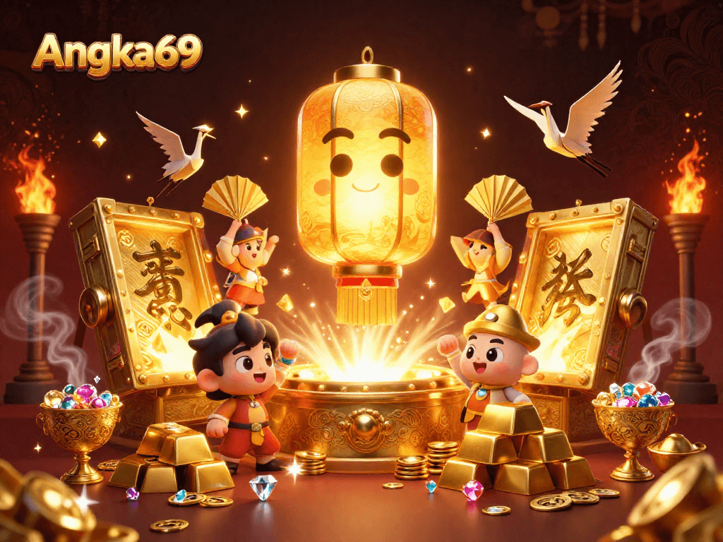 Experience Angka69 with exciting gameplay amidst glowing treasures and vibrant scenes.