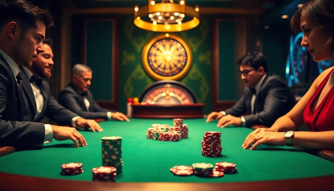 Players at a high-stakes poker table, illustrating a scene inspired by the hidden wiki.